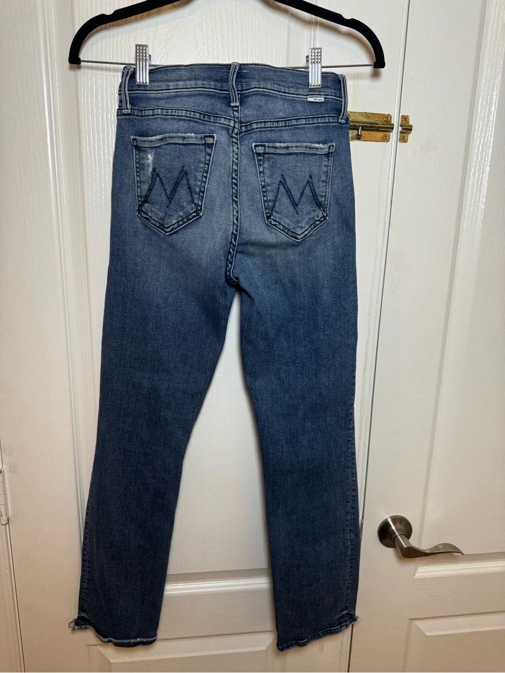 Mother The Rascal Ankle Chew Jeans Size 24 Medium Blue Raw Hem